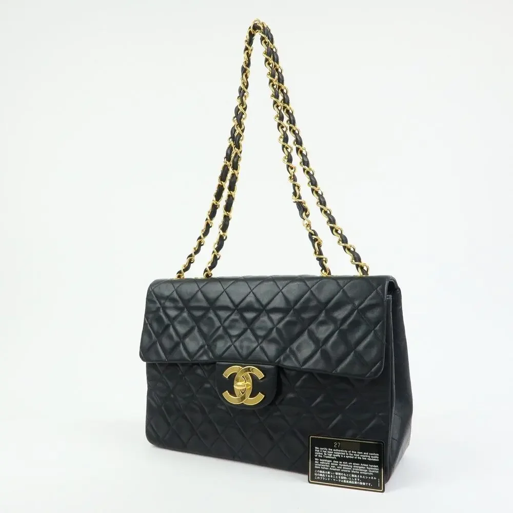 Chanel Matelasse Lambskin Jumbo 34 Flap Bag Black